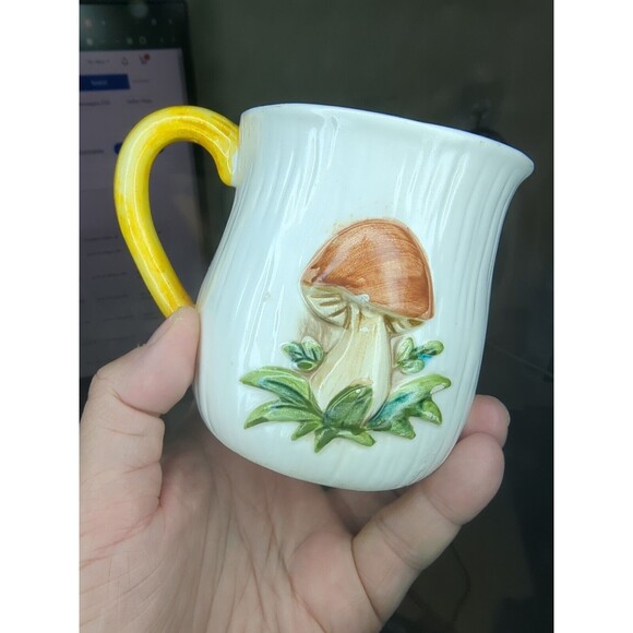 Sears Roebuck Japan Merry Mushroom 4 Mugs Creamer Stand MCM Retro Grannycore - Picture 12 of 15